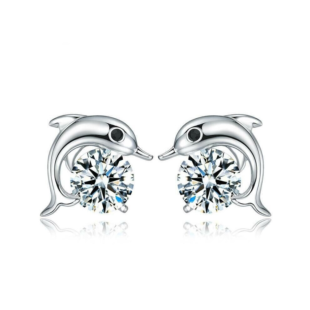 (Style 20) Girl Women Sterling Silver 925 Stud Cubic Zirconia Earrings Crystal Solid UK