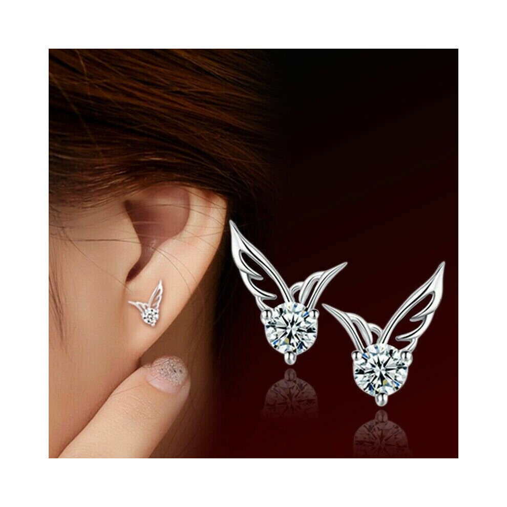 (Style 16) Girl Women Sterling Silver 925 Stud Cubic Zirconia Earrings Crystal Solid UK
