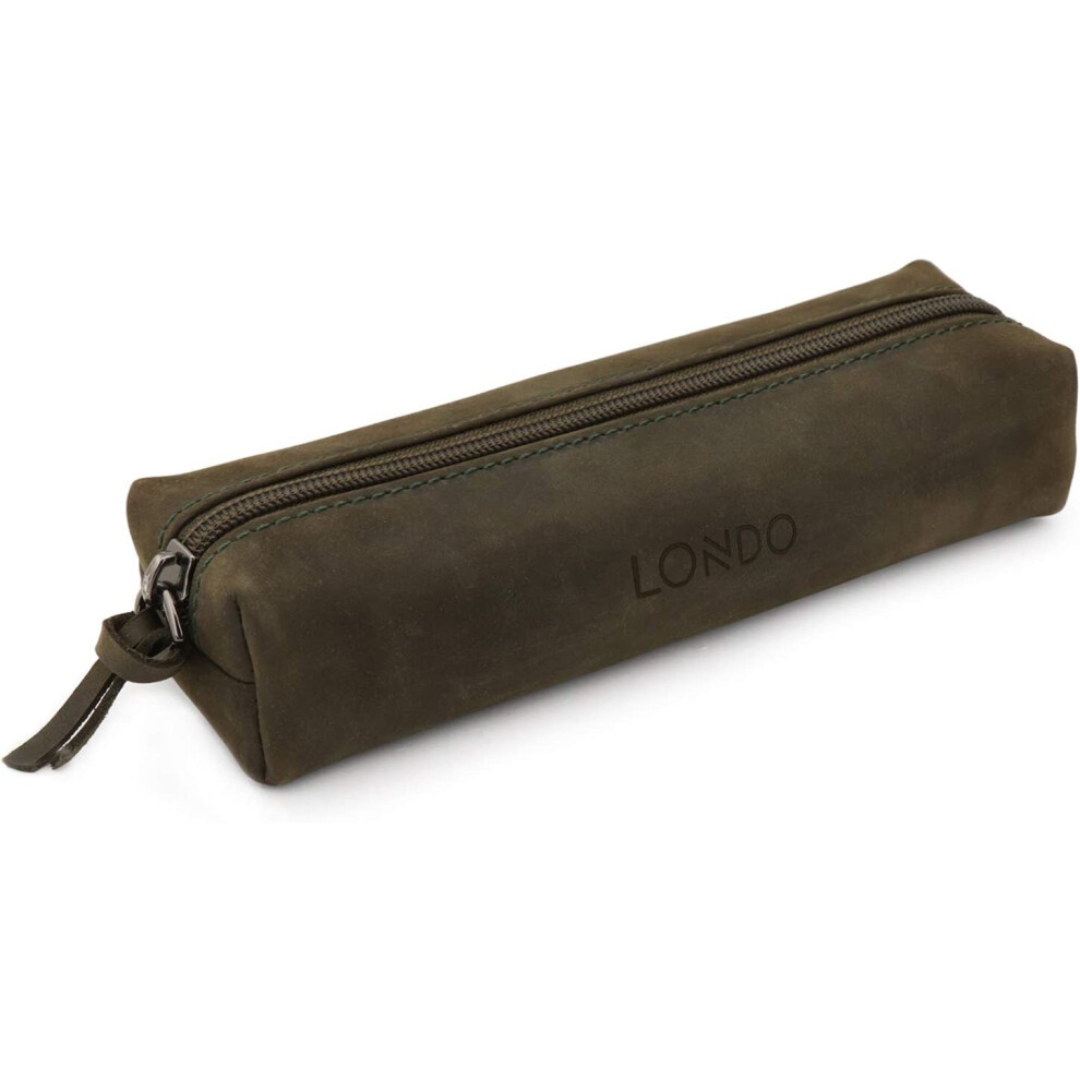 Londo Genuine Leather Zipper Pen, Pencil & Cosmetic Case