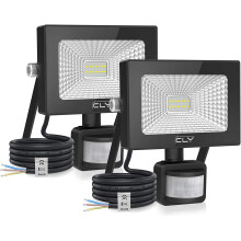 CLY 2 Pack Security Lights with Motion Sensor, 10W LED Floodlight Super Bright 1000Lumen PIR Lights Outdoor Waterproof IP66 for Garden, Backyard,
