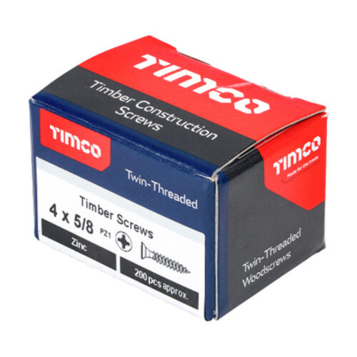 TIMco Timco Twin-Threaded Double Countersunk Silver Woodscrews - 4 x 5/8