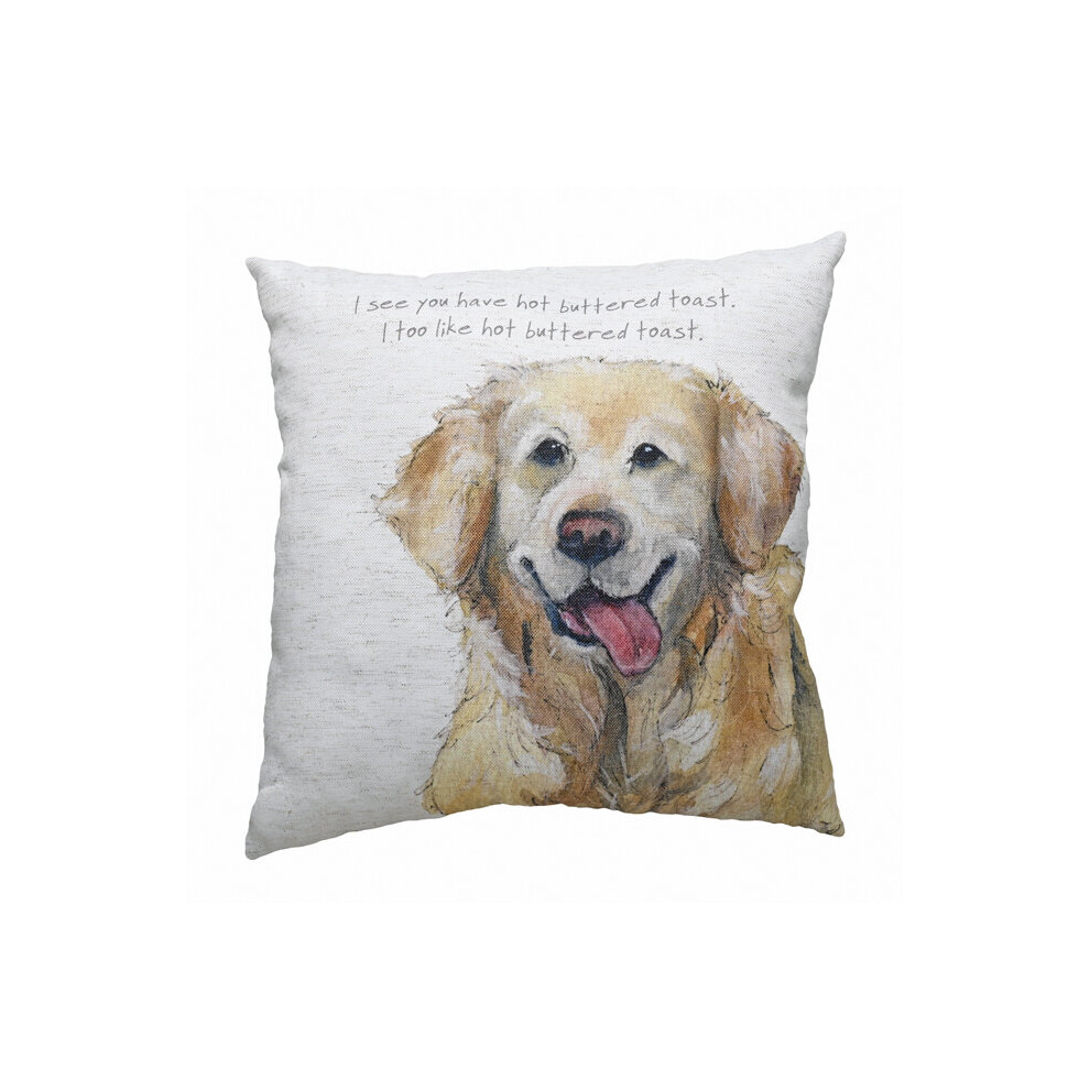 Little Dog Laughed Toast Loving Golden Retriever Dog Cushion Gift 40cm Square