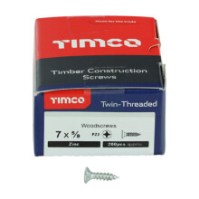 Timco Twin-Threaded Double Countersunk Silver Woodscrews - 7 x 5/8