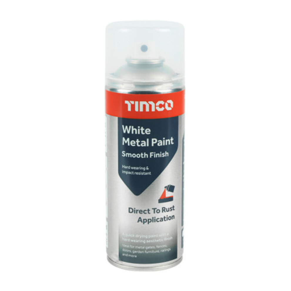 Timco White Metal Paint Smooth Finish 380ml (1 Pack Can)