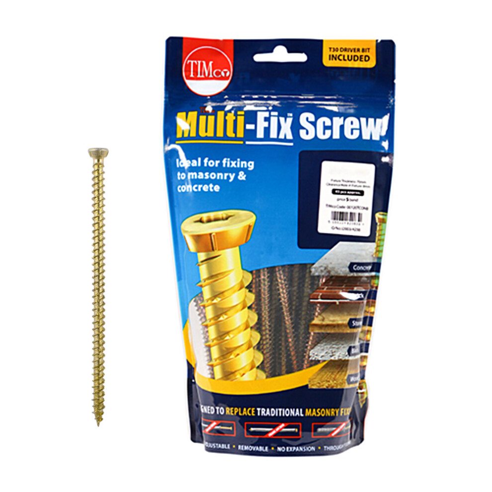 Timco Yellow Flat Countersunk Multi-Fix Concrete Screws - 7.5 x 70mm ( 75 Pack )