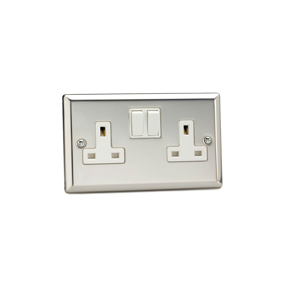 Varilight Xc5w 2 Gang Switched Socket Dp 13 Amp Mirror Chrome 5021575720426