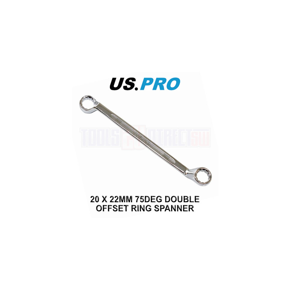 US PRO Tools 20 X 22MM 75 Deg Double Offset Ring Spanner Wrench 3534