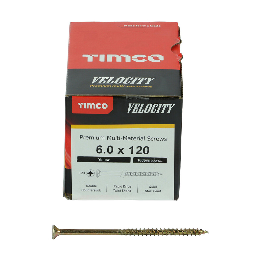 Timco Multi-Purpose Countersunk Velocity Screw - 6.0 X 120 (100 Pack)