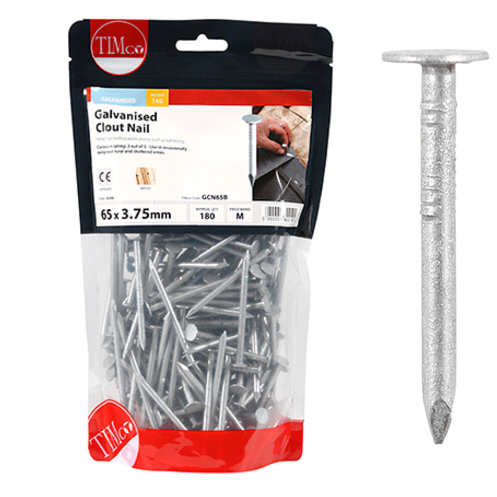 Timco Galvanised Clout Nails - 65 X 3.75 (1 Kilogram Pack)