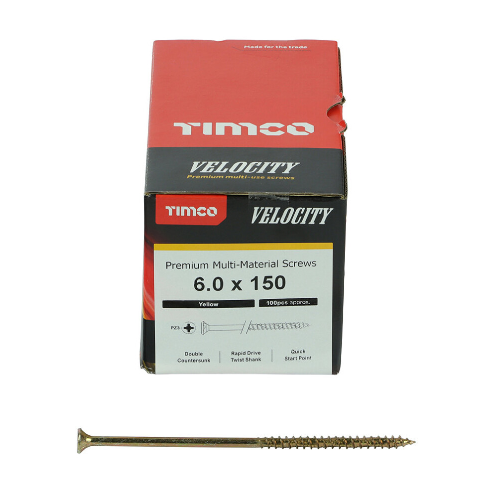 Timco Multi-Purpose Countersunk Velocity Screw - X 150 (100 Pack) Size 6.0