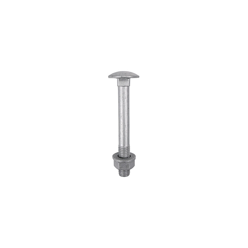 Timco Carriage Bolts Din603, Hex Full Nuts Din934 & Form A Din125-A Washer Exterior - M10 X 180 (10 Pack) Silver