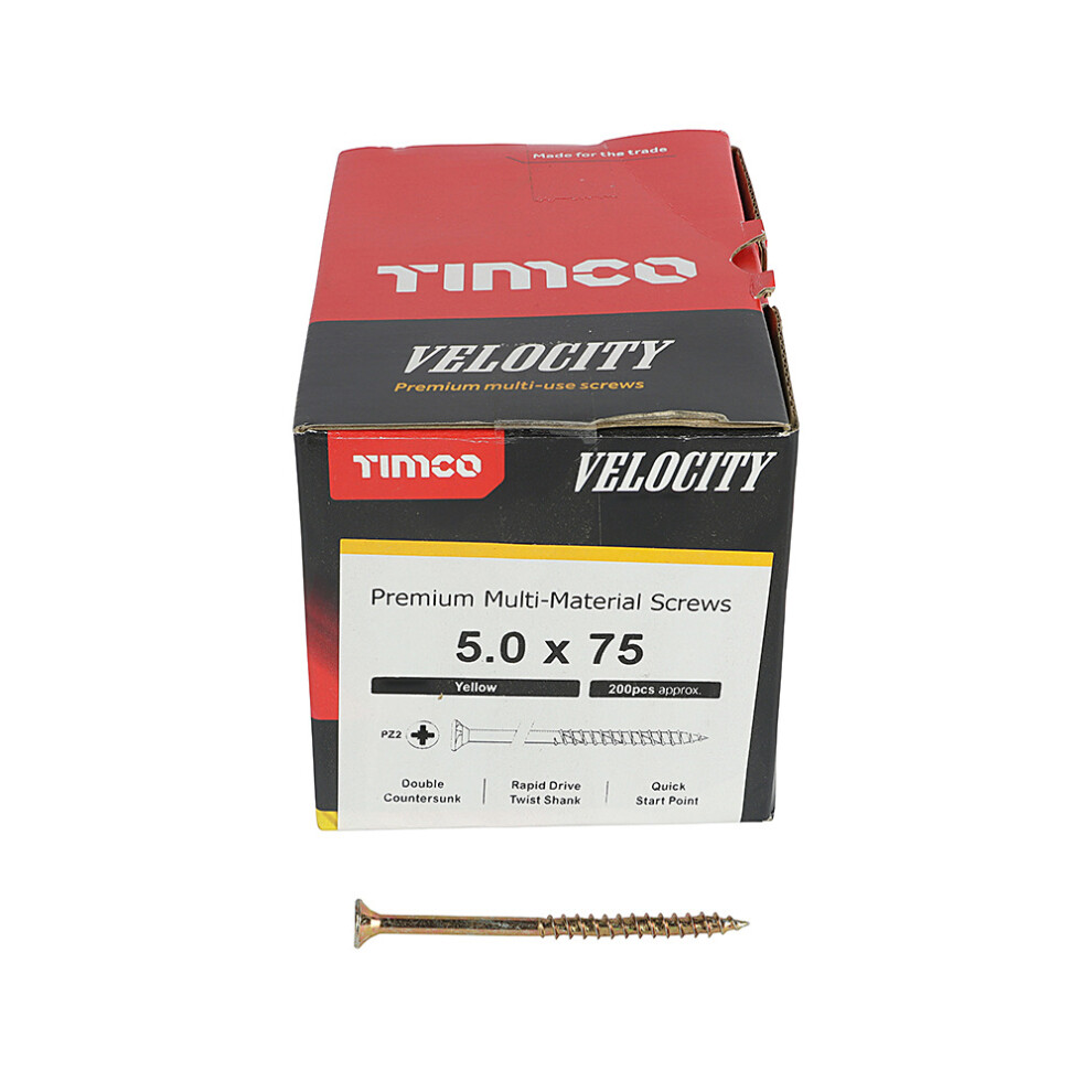 Timco Multi-Purpose Countersunk Velocity Screw - 5.0 X 75 (200 Pack)