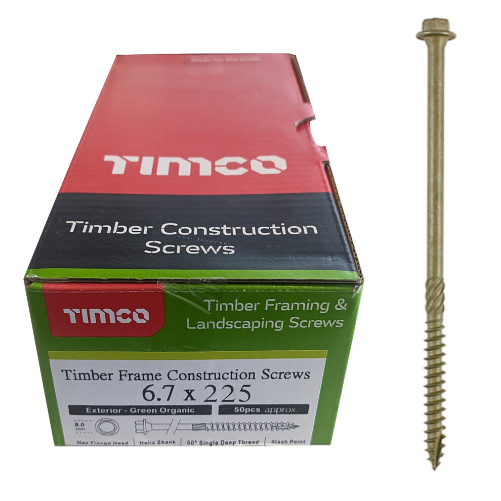 Timco Exterior Timber Hex Construction Screws - 6.7 x 225 (50 pack)