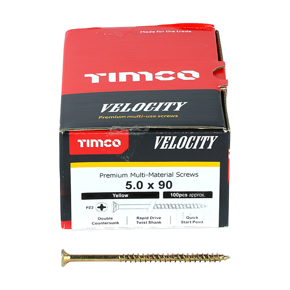 Timco Multi-Purpose Countersunk Velocity Screw - 5.0 X 90 (100 Pack)