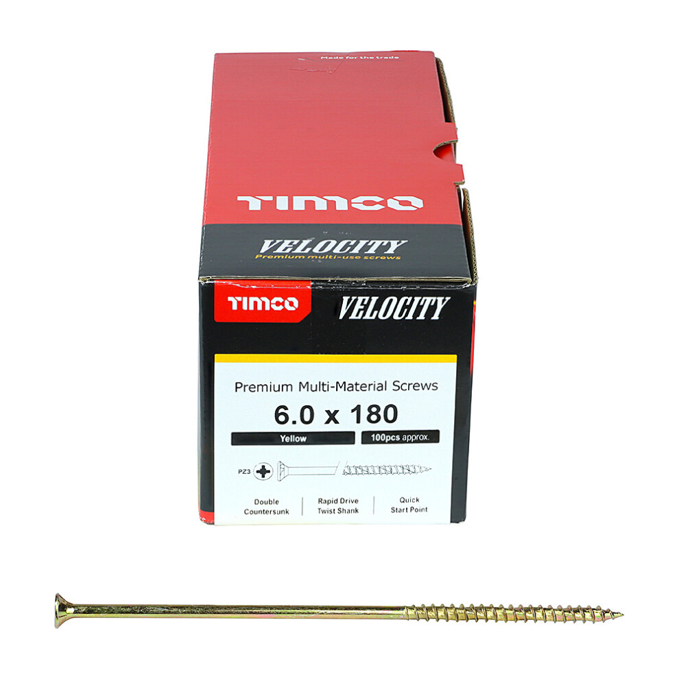 Timco Multi-Purpose Countersunk Velocity Screw - 6.0 X 180 (100 Pack)