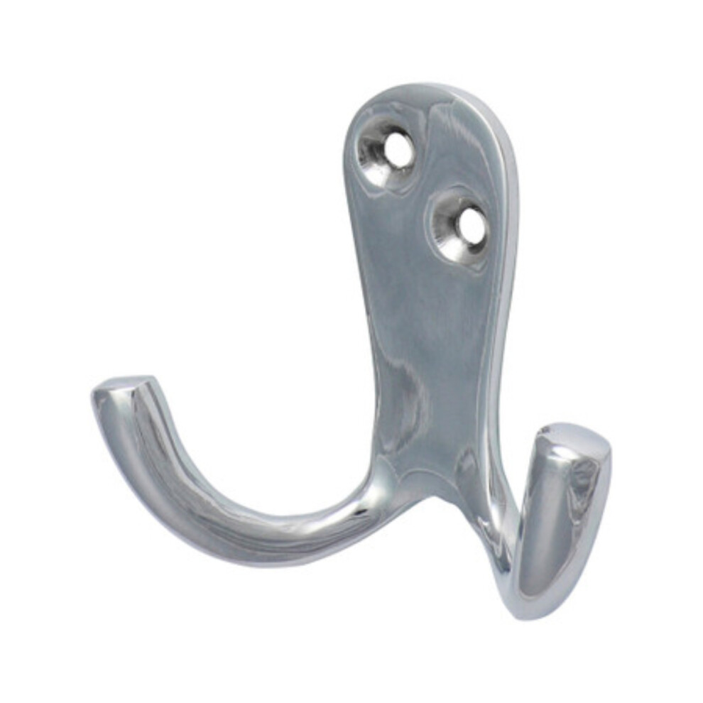 Timco Double Robe Hook Polished Chrome - 47 x 24mm (1 Pack Bag)