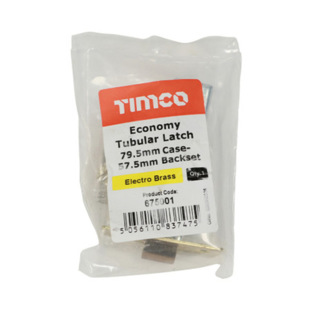 Timco Economy Tubular Latch Electro Brass - 79.5mm (1 Pack Bag)