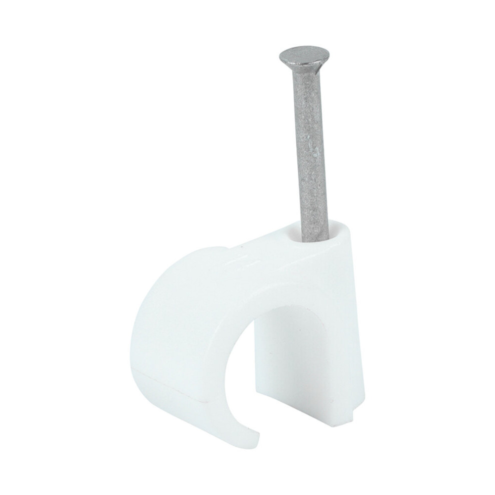 Timco Round Cable Clips White - To fit 14.0mm (100 Pack)