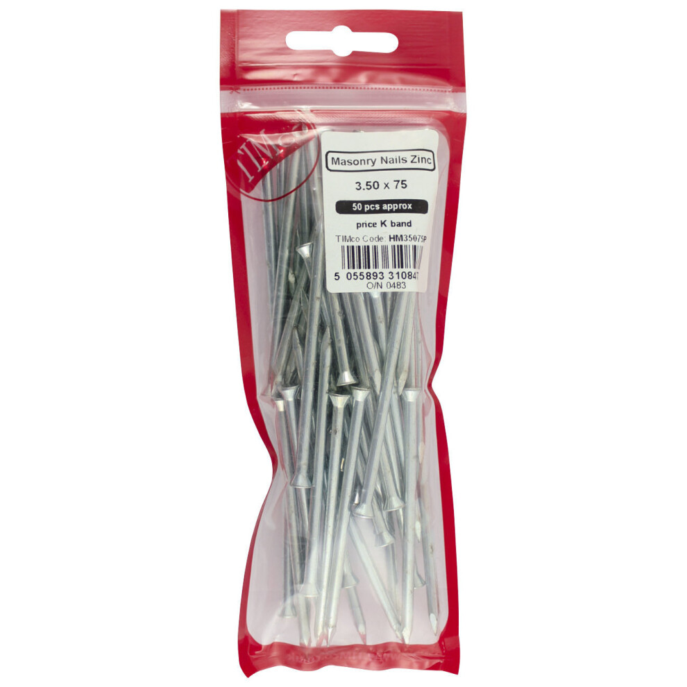 TIMco Masonry Nails - Flat Head - Zinc (2.5 x 30mm) 50 Pack