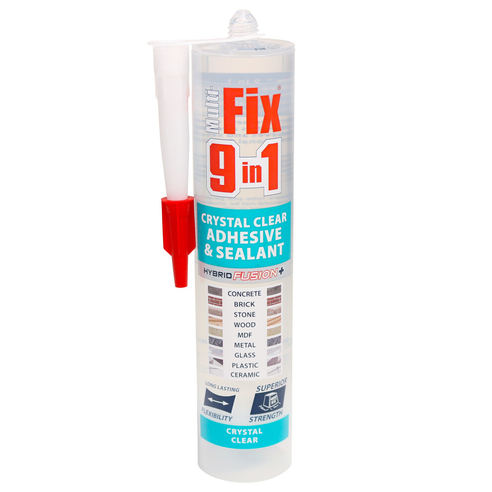 Timco 9 In 1 Adhesive & Sealant Crystal Clear 290ml (1 Cartridge)