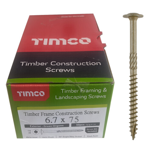 TIMco Timco Exterior Timber Wafer Construction Screws - 6.7 x 75 (50 pack)