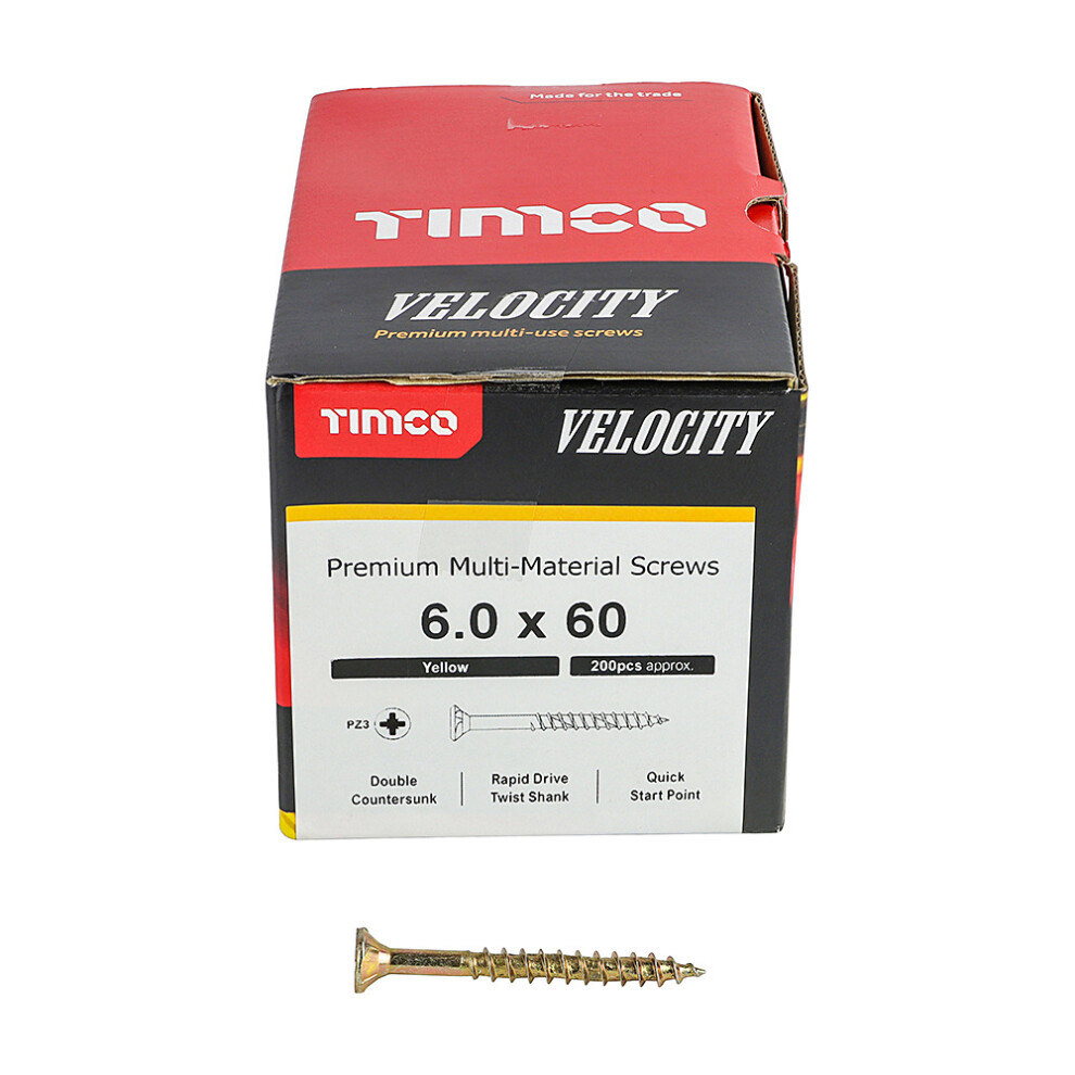Timco Multi-Purpose Countersunk Velocity Screw - 6.0 X 60 (200 Pack)
