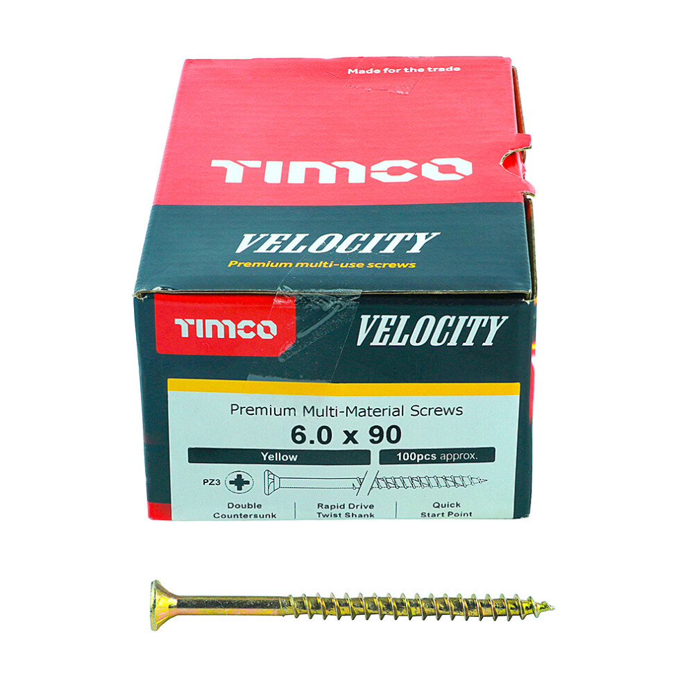 Timco Multi-Purpose Countersunk Velocity Screw - 6.0 X 90 (100 Pack)