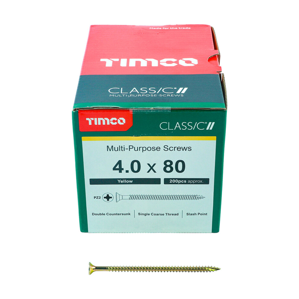 Timco Classic Multi-Purpose Double Countersunk Gold Woodscrews - 4.0 x 80