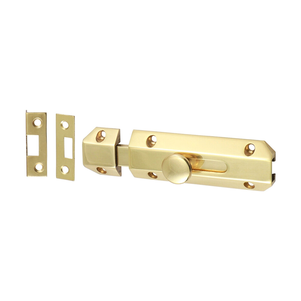 Timco Architectural Flat Section Bolt Polished Brass - 100 x 35mm (1 Pack Bag)