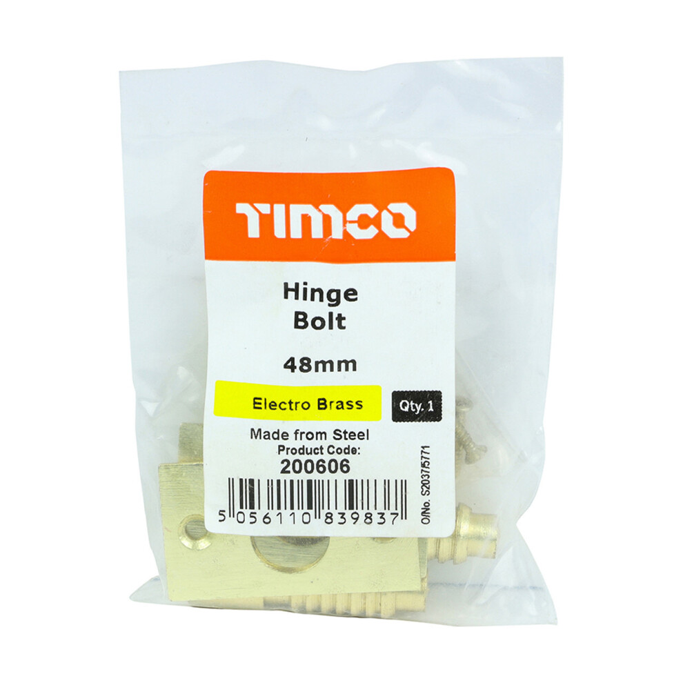 Timco Hinge Bolt Electro Brass - 48mm (1 Pack Bag)