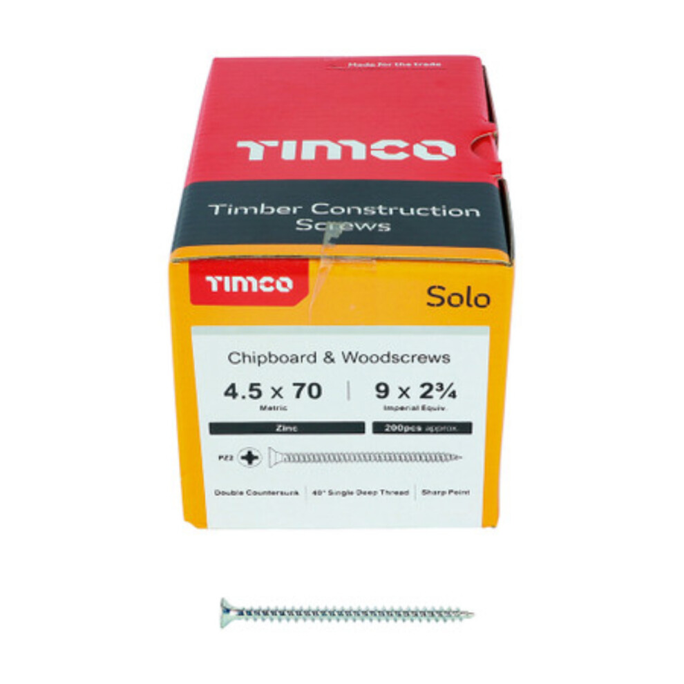 Timco Solo Double Countersunk Silver Woodscrews - 4.5 x 70