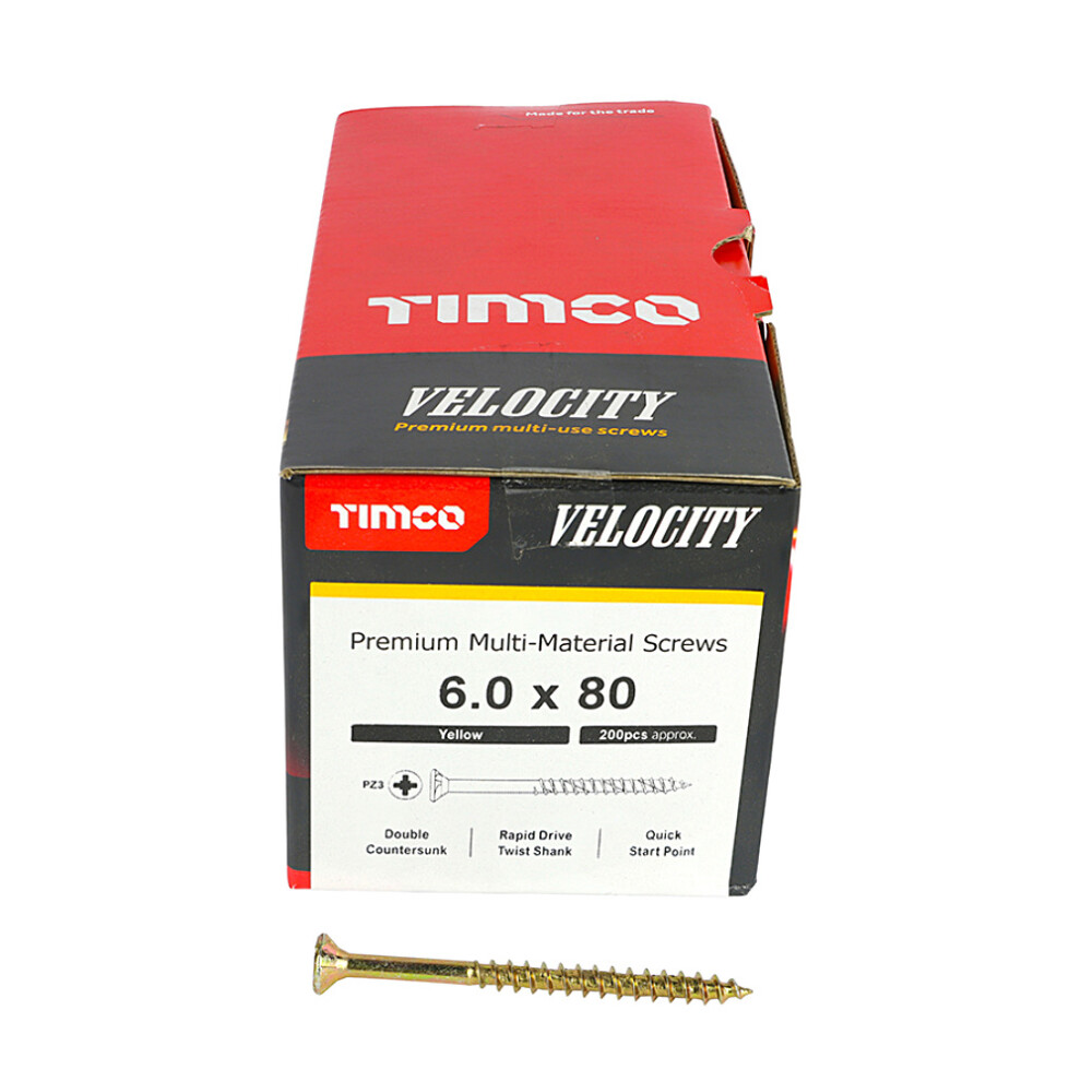 Timco Multi-Purpose Countersunk Velocity Screw - 6.0 X 80 (200 Pack)