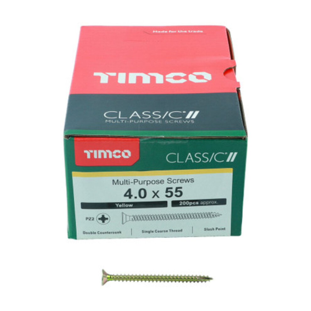 Timco Classic Multi-Purpose Double Countersunk Woodscrews - 4.0 X 55 Gold