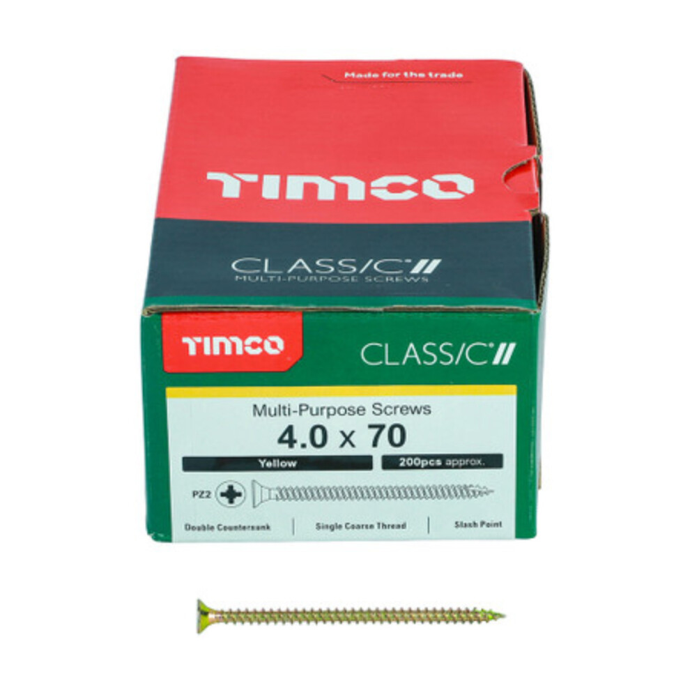 Timco Classic Multi-Purpose Double Countersunk Gold Woodscrews - 4.0 x 70