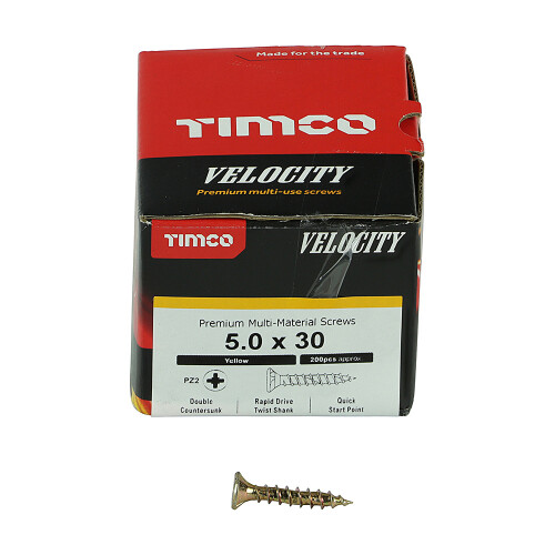 TIMco Timco Multi-Purpose Countersunk Velocity Screw - 5.0 x 30 (200 pack)