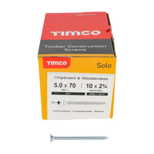 TIMco Timco Solo Double Countersunk Silver Woodscrews - 5.0 x 70