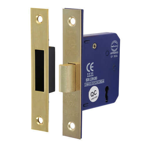 TIMco Timco 3 Lever Electro Brass Mortice Deadlock 65mm Case 45mm Backset (1 Pack Box)
