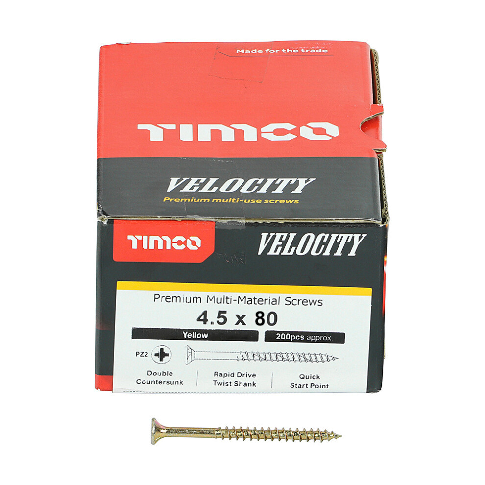 Timco Multi-Purpose Countersunk Velocity Screw - 4.5 X 80 (200 Pack)