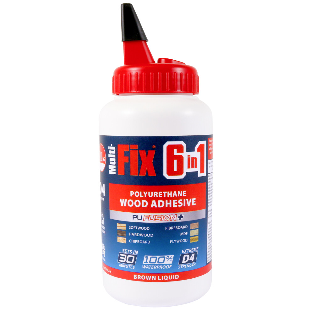 Timco 6 in 1 PU Wood Adhesive 30 Minutes Liquid Brown 750g (1 Bottle)