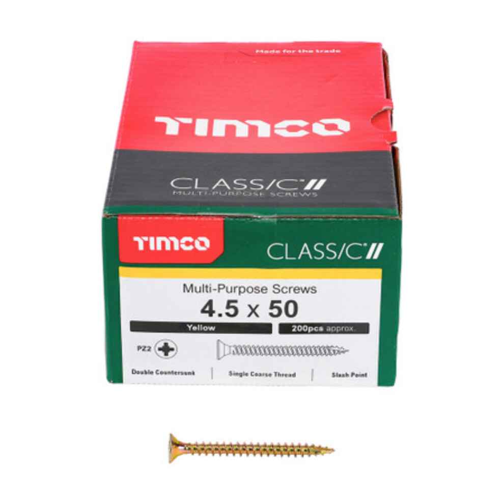 Timco Classic Multi-Purpose Double Countersunk Woodscrews - 4.5 X 50 Gold