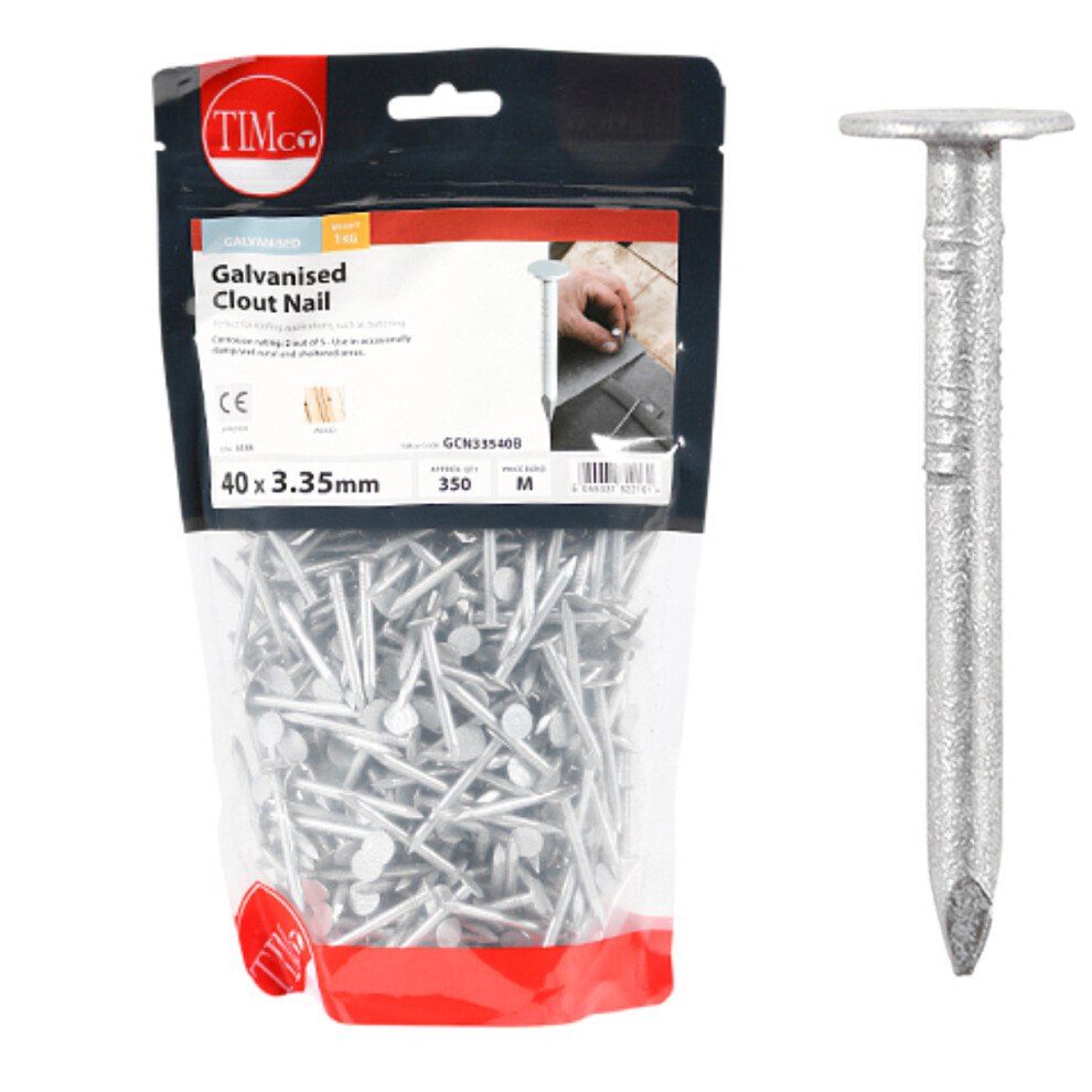 Timco Galvanised Clout Nails - 40 x 3.35 (1 Kilogram Pack)