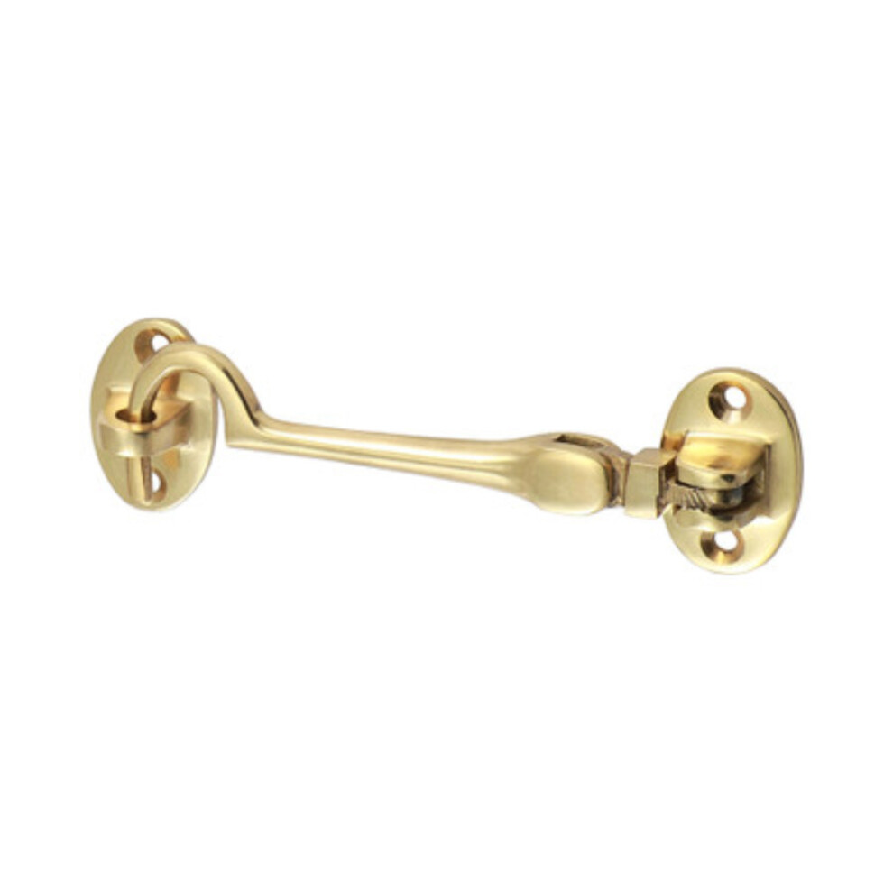 Timco Cabin Hook Polished Brass - 100mm (1 Pack Bag)