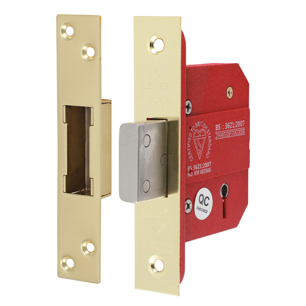 Timco 5 Lever British Standard Deadlock Electro Brass - 66mm (1 Pack Box)