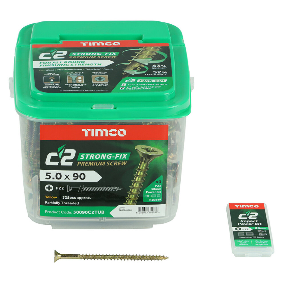 Timco C2 Strong-Fix Countersunk Multi-Purpose Screws - 5.0 X 90 (325 Pack)