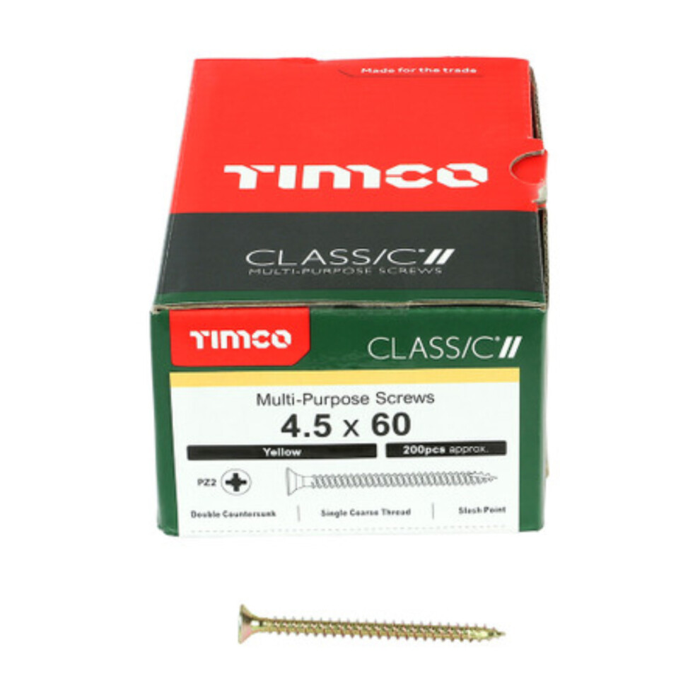 Timco Classic Multi-Purpose Double Countersunk Gold Woodscrews - 4.5 X 60