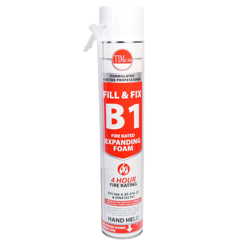 Timco Fill & Fix Fire Rated Expanding PU Foam B1 Hand Held 750ml (1 Can)