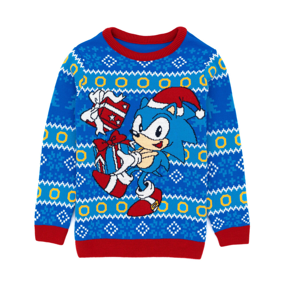 (9-10 Years) Sonic The Hedgehog Kids Christmas Jumper Boys Girls Knitted Sweater