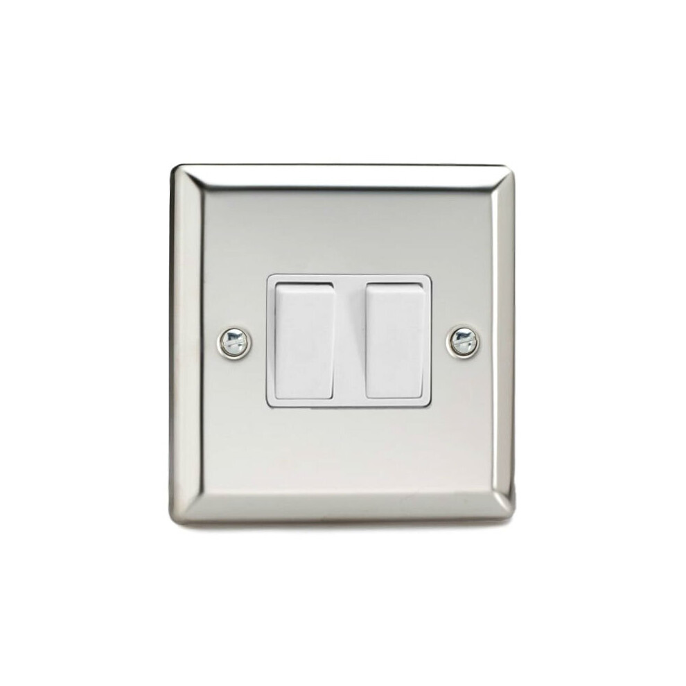 Varilight Xc77w 2 Gang 10 Amp Twin Intermediate Switch Mirror Chrome 5021575721188
