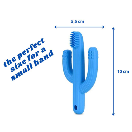 (Blue) Baby Silicone Colourful Cactus Shaped Toothbrush 1
