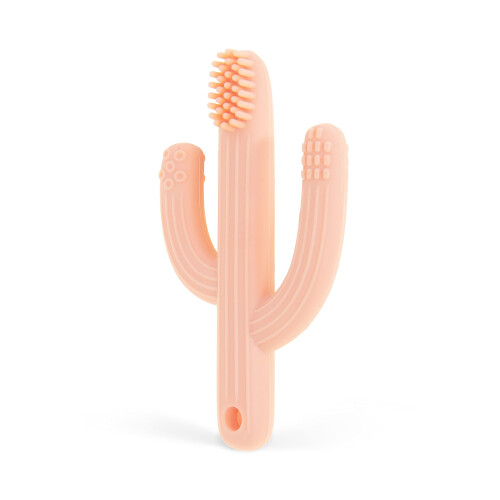 (Pink) Baby Silicone Colourful Cactus Shaped Toothbrush